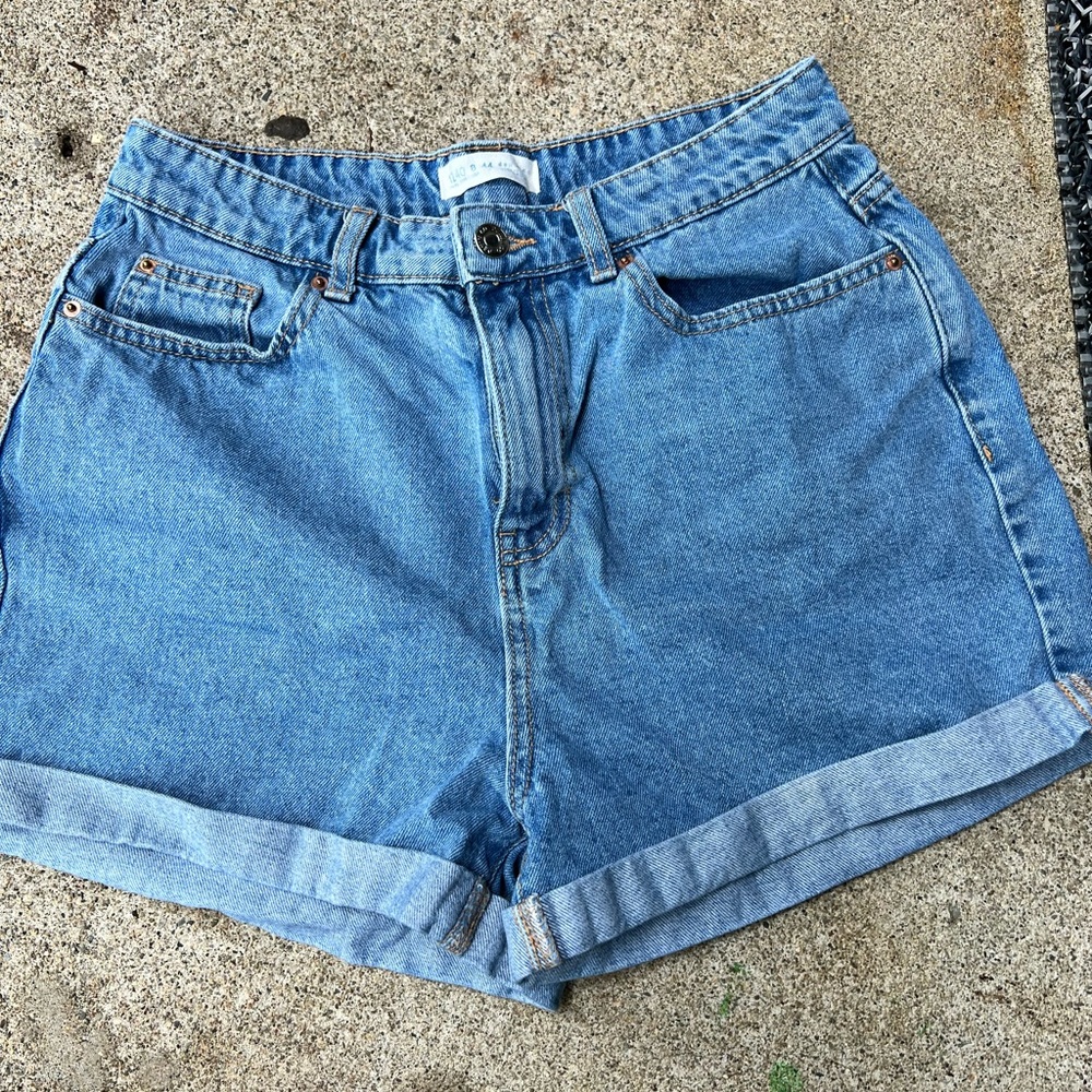 Light blue denim high waisted shorts, size 8.